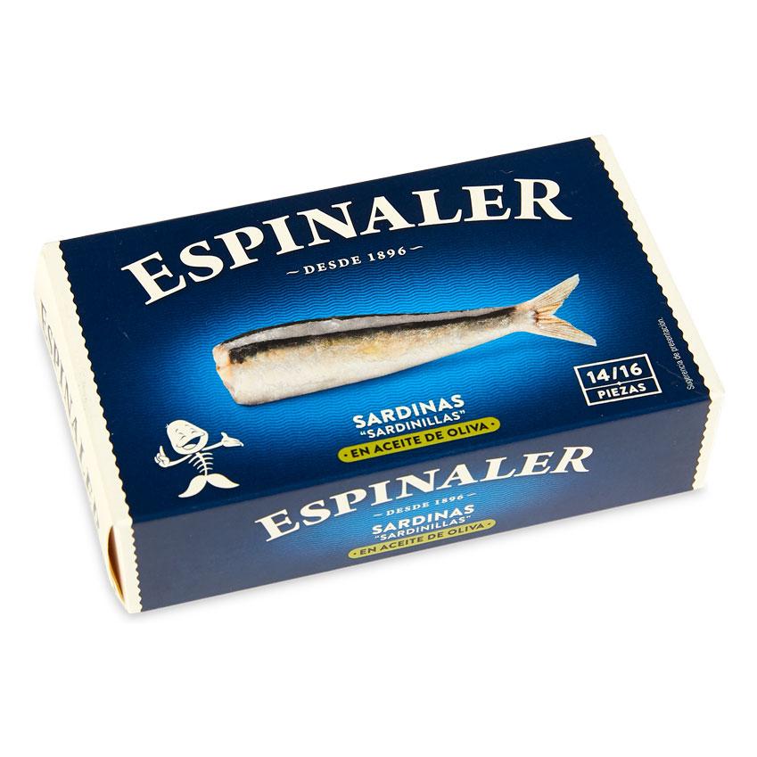 Espinaler · Baby Sardines in Olive Oil (14/16)  (Sardinillas en Aceite de Oliva) Galicia, Spain