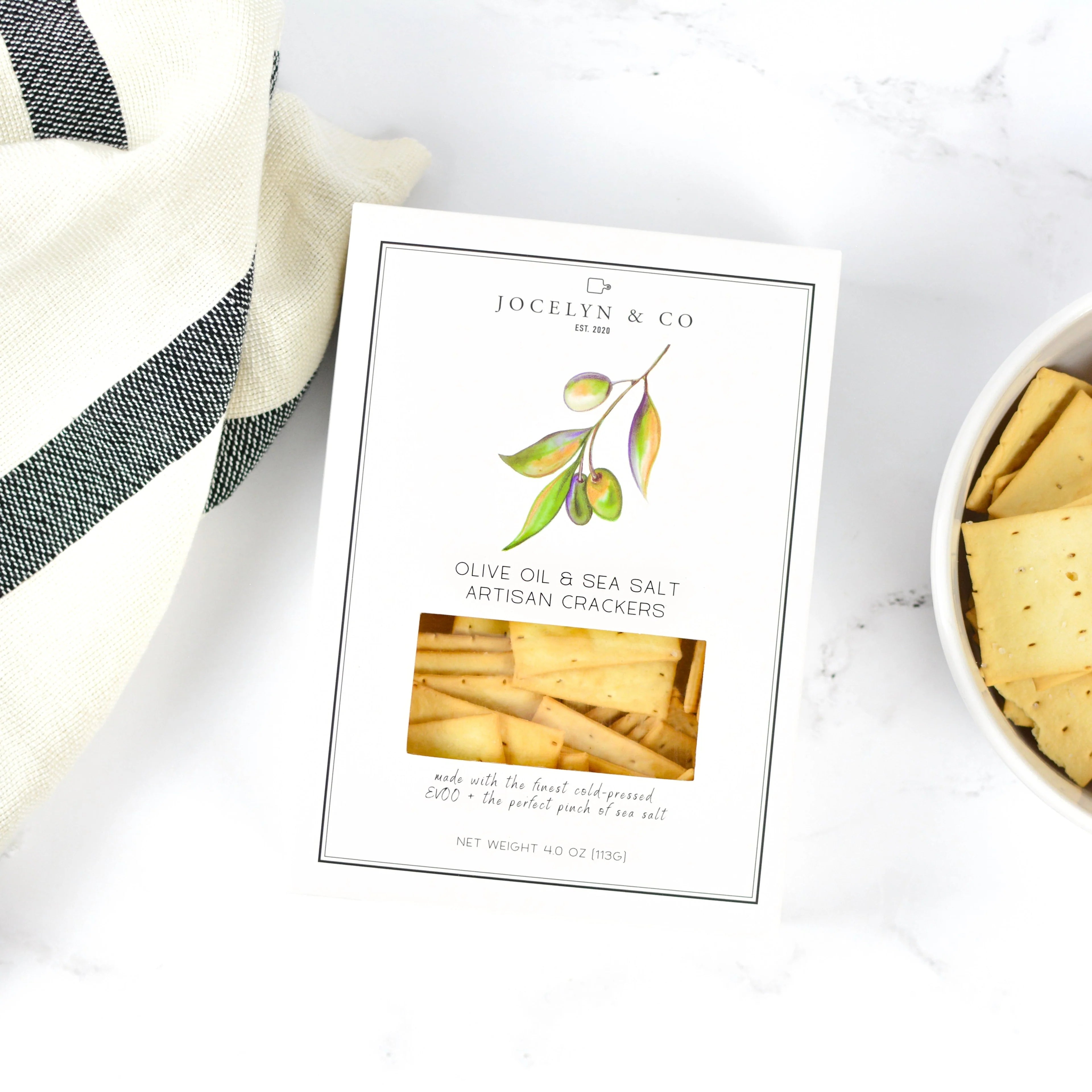 Jocelyn & Co · Olive Oil & Sea Salt Crackers