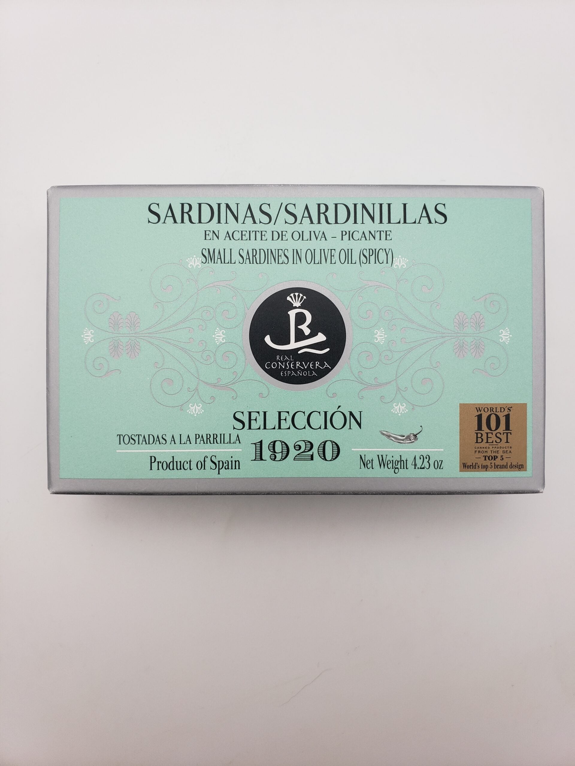 Real Conservera Española · Selección 1920 · Small Sardines in Spicy Olive Oil  (Sardinillas en Aceite de Oliva Picante) Galicia, Spain